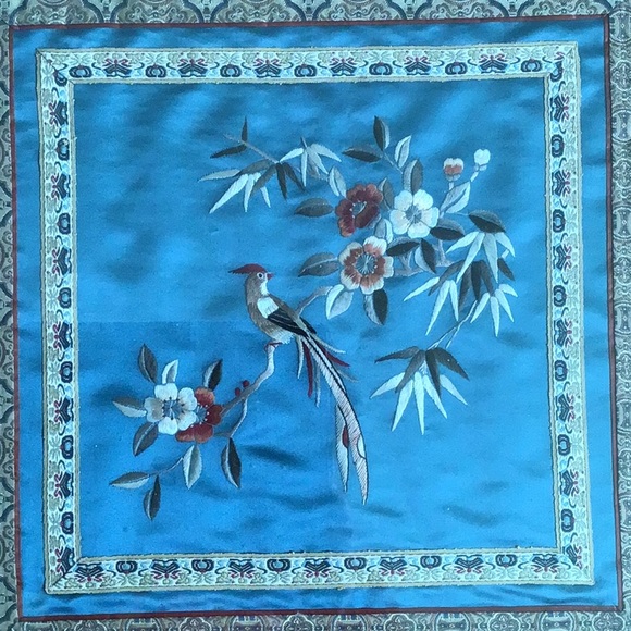 Asian silk embroidered bird and botanical art - Picture 2 of 6